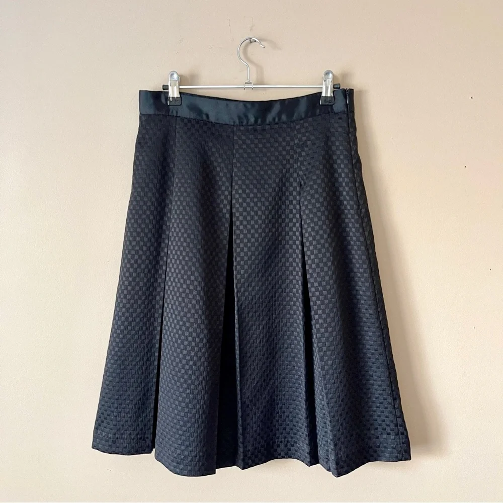 MARIO SERRANI | Black Jacquard Midi Pleated Skirt Sz 4 - Picture 2 of 6